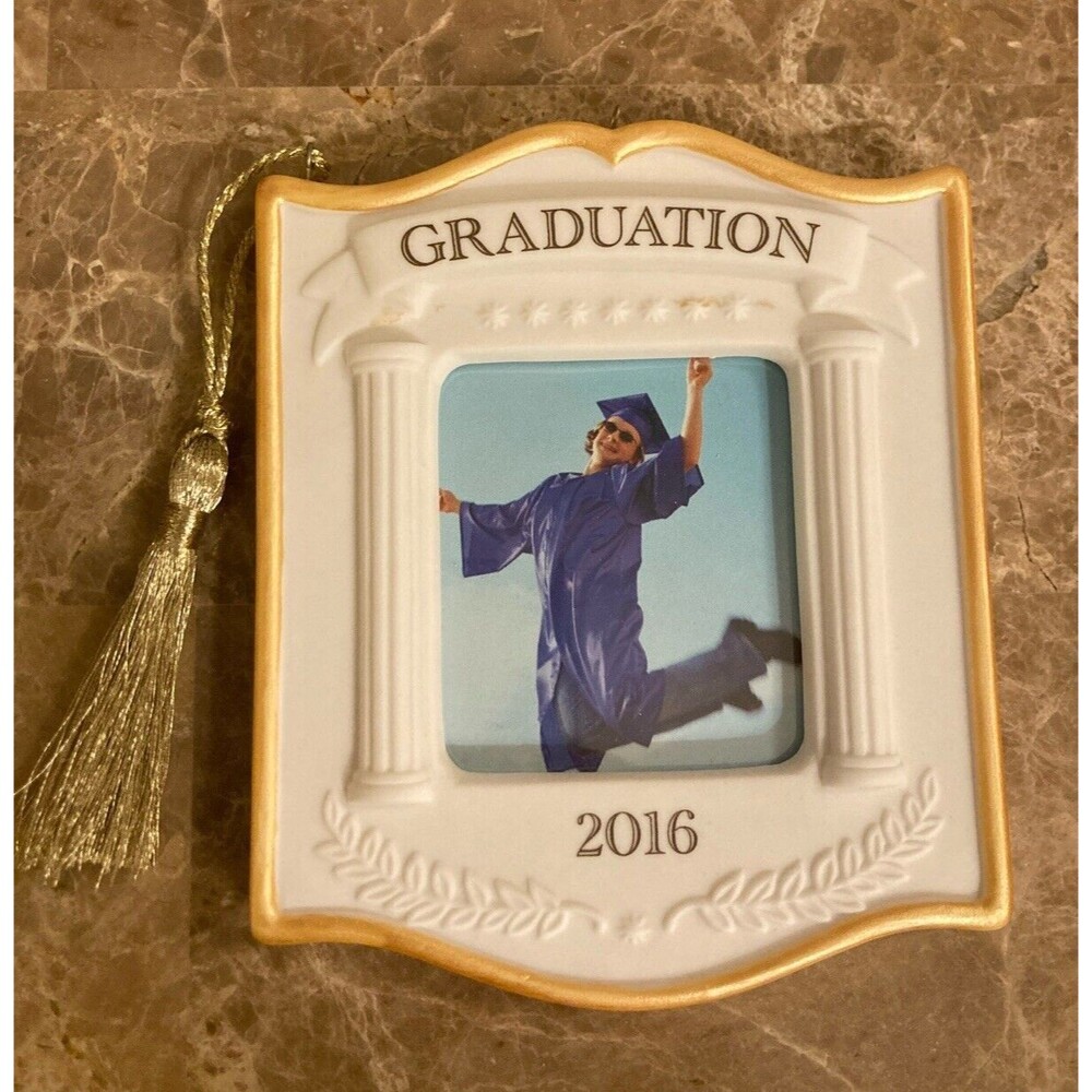 Hallmark Keepsake Graduation Day Photo Frame Porcelain Fabric Ornament 2016 NEW